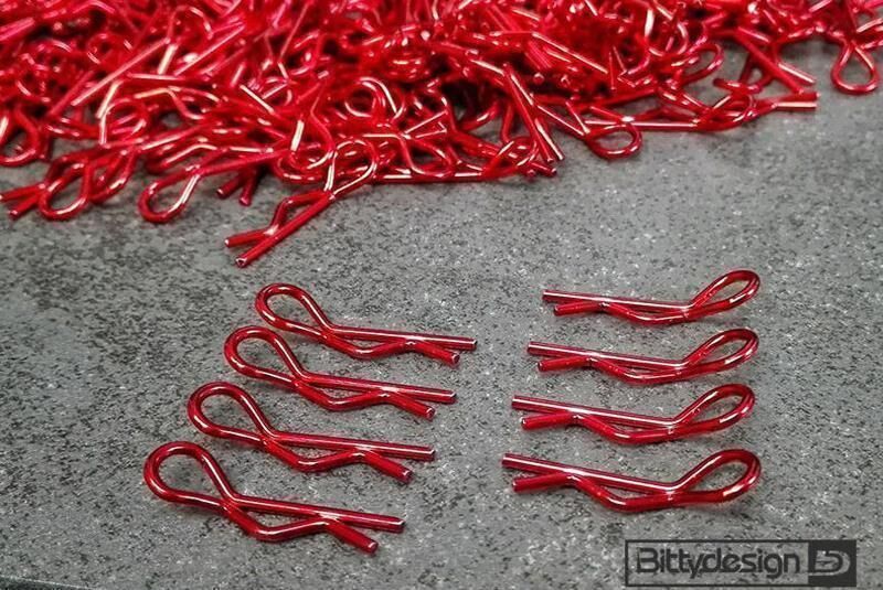 BittyDesign 1/10 Body Clips Kit 8pcs (4x Left + 4x Right) Red / BD-BC-8R