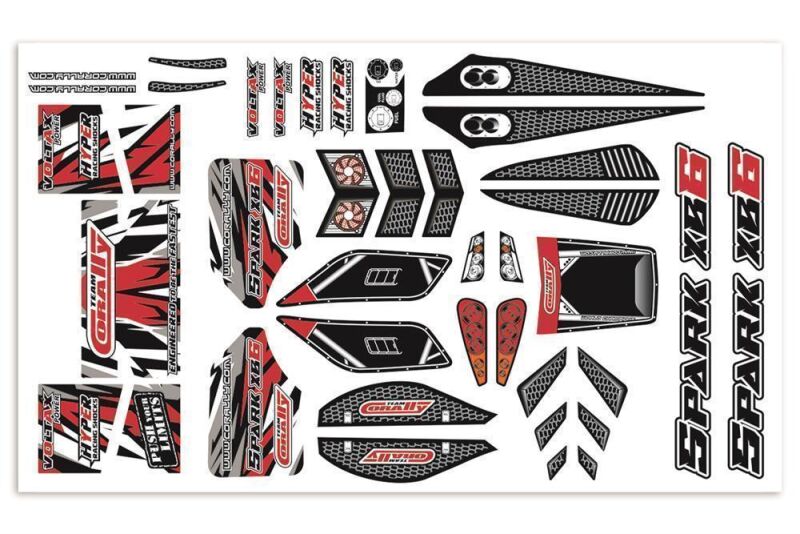 Team Corally Body Decal Sheet Spark XB6 Red 1 pc / C-00180-1169-R