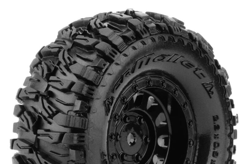 Louise RC CR-MALLET 1-18/1-24 Crawler Tire Set Mounted Super Soft Black 1.0 Wheels Hex 7mm L-T3367VB / LR-T3367VB