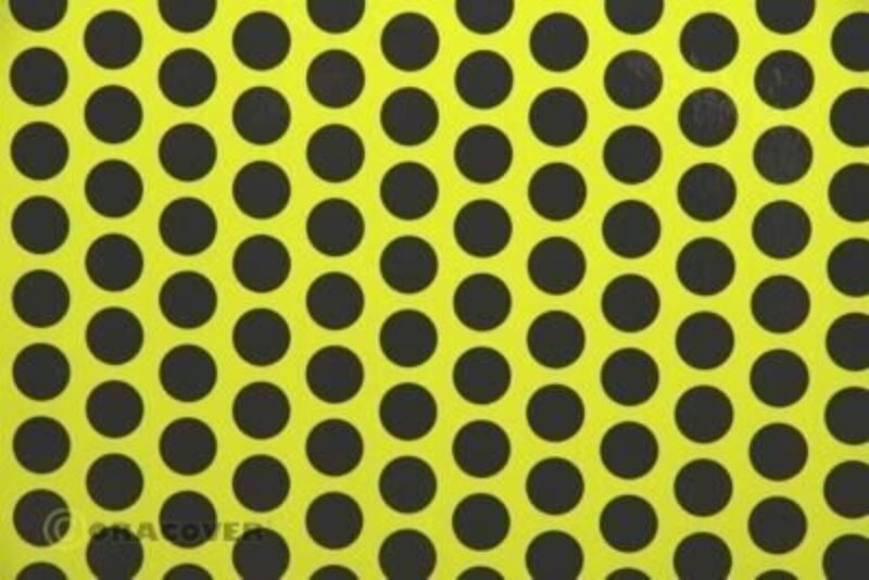 Oracover Fun 1 (16mm Dots) Fluorescent Yellow + Black ( Length : Roll 2m , Width : 60cm ) / OR-41-031-071-002