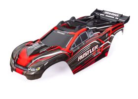 TRAXXAS Karosserie Rustler 4x4 rot mit Aufkleber mit...
