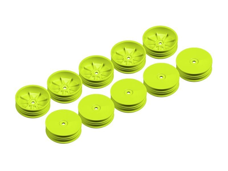 XRAY 2WD FRONT SLIM WHEEL AERODISK WITH NARROW OFFSET YELLOW (10) / XRA329904-Y