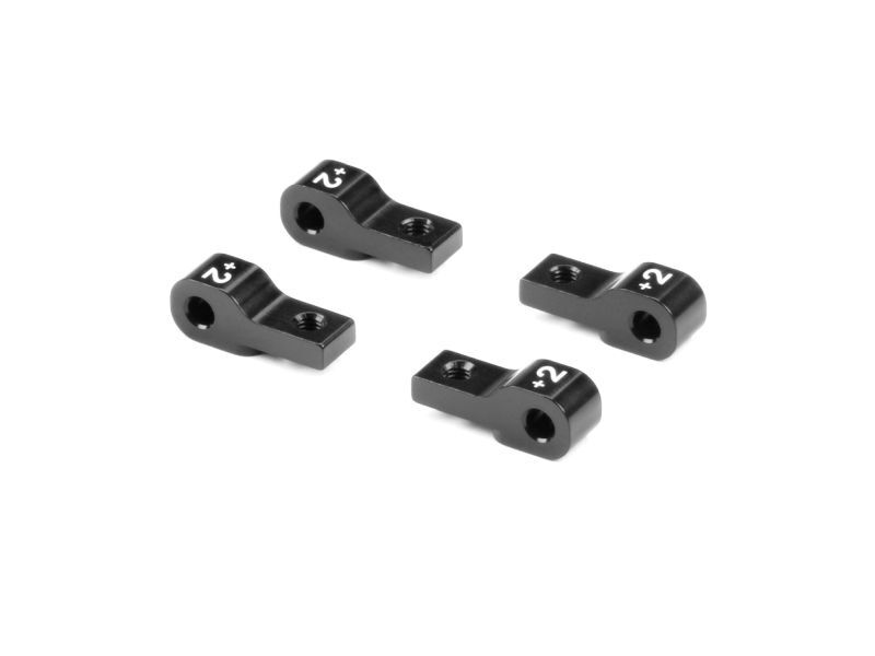 XRAY ALU LOWER 2-PIECE FRONT SUSPENSION HOLDER +2MM BLACK (4) / XRA332712