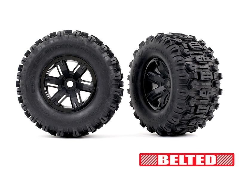 TRAXXAS X-Maxx, XRT Sledgehammer BELTED Reifen auf Felge schwarz (2) / TRX7871