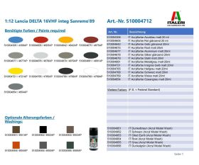 ITALERI 1:12 Lancia DELTA 16VHF integ Sanremo89 / 510004712