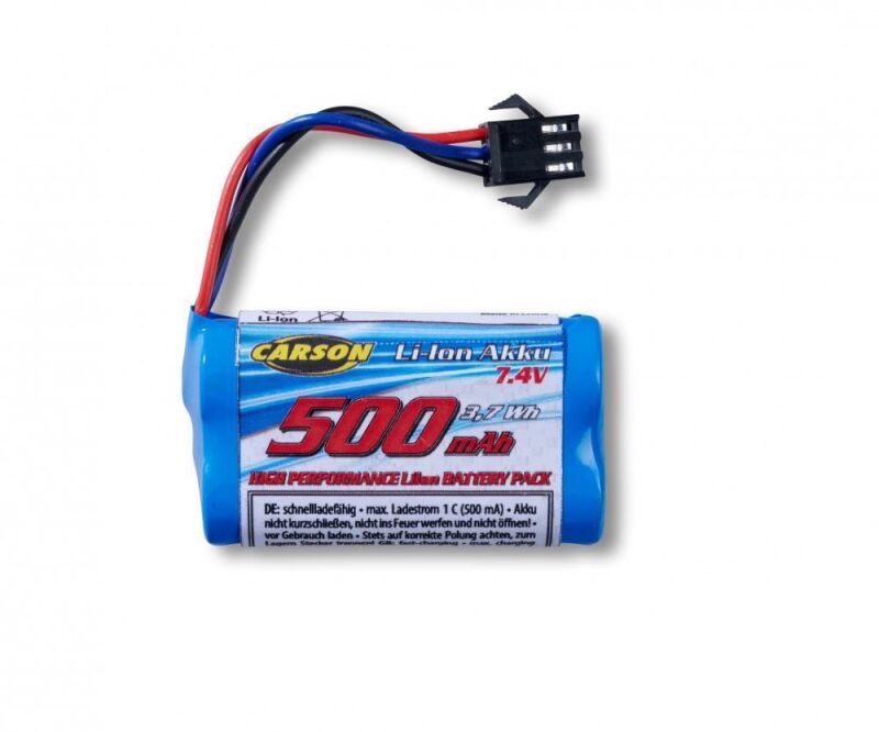CARSON 7,4V/500mAh Li-Ion Akku 500404304-06 JST / 500608286