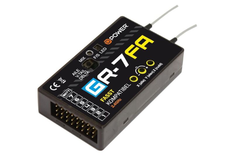 D-Power GR-7FA 2.4GHz Empfänger mit 3X Gyro FASST kompatibel / GR7FA