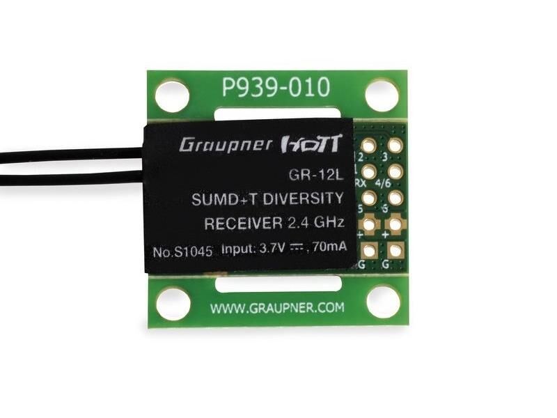 Graupner GR-12L SUMD+T 2 Antennen PCB 2.4 GHz Empfänger / S1045