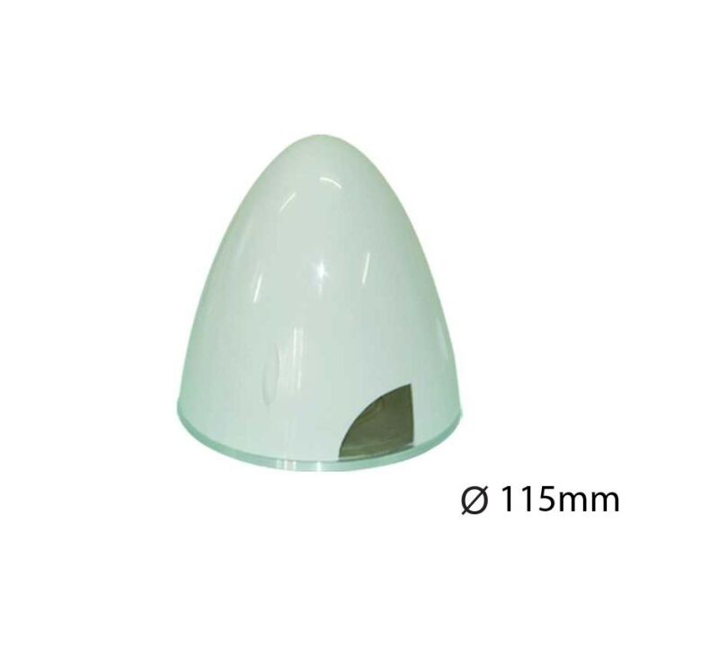 D-Power Kunststoff-Spinner Ø 115 mm weiß mit Aluminium Grundplatte / 25115W