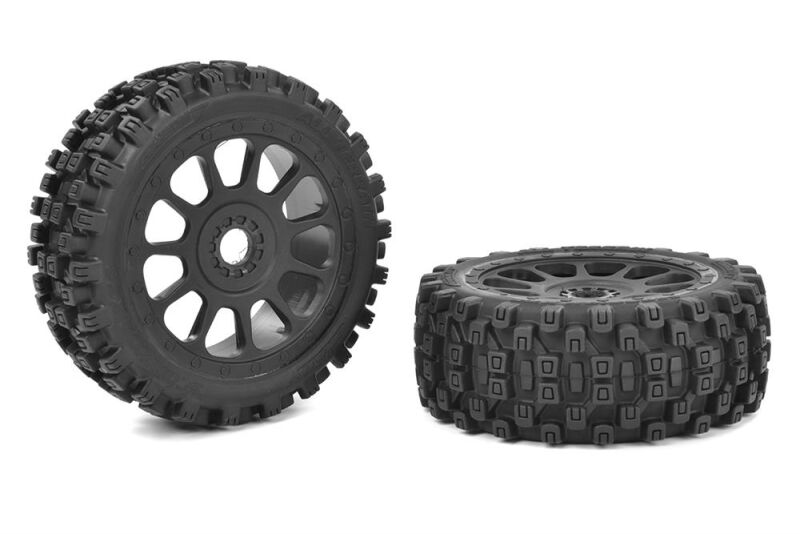 Team Corally Scorpion XTB Off-Road 1/8 Buggy Tires Glued on Black Rims 1 pair / C-00180-1006
