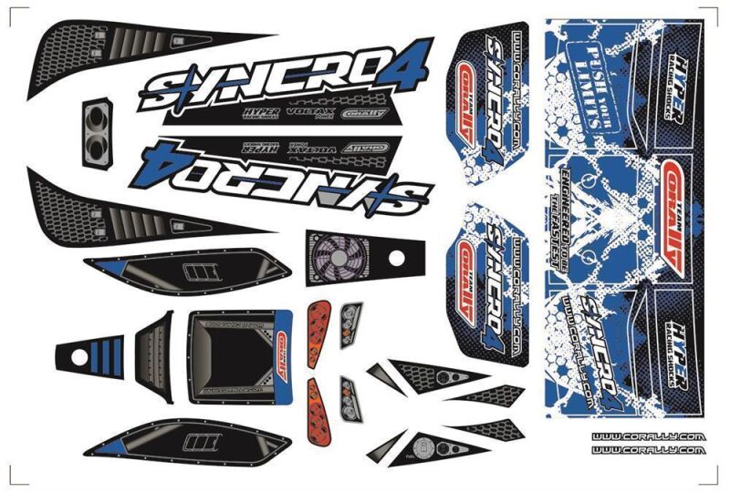 Team Corally SYNCRO 4 Decal sheet Blue 1 pc / C-00180-1055-1B