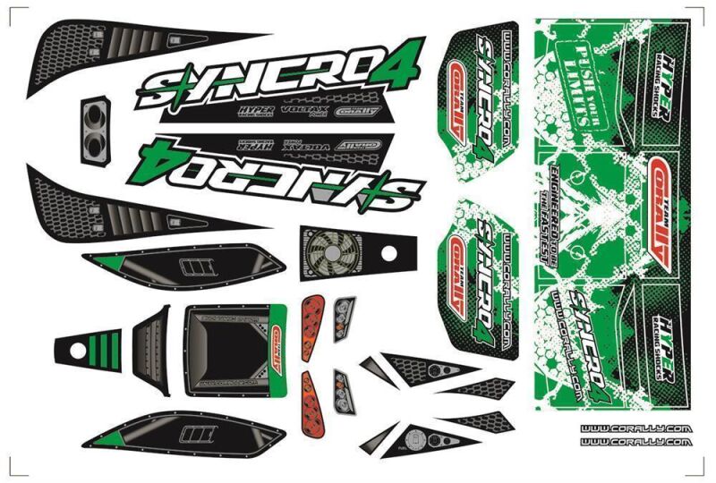 Team Corally SYNCRO 4 Decal sheet Green 1 pc / C-00180-1055-1G