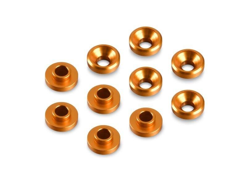 HUDY ALU COUNTERSUNK SERVO SHIM - ORANGE (10) / HUD296509-O
