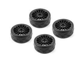 HUDY 1/10 PRE-CUT SLICK BELTED TIRES RIGHT & LEFT...
