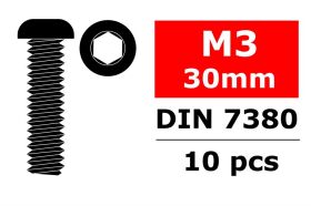 Team Corally Hex Button Head Screw M3x30 Steel 10 pcs /...