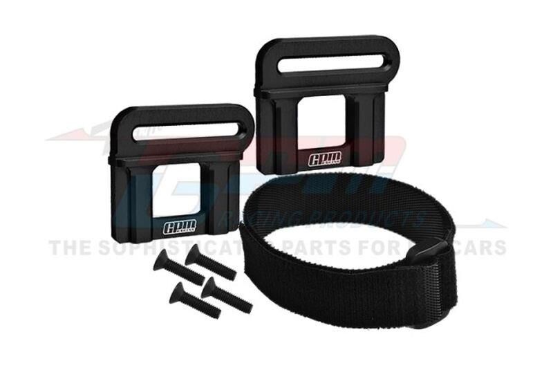 GPM TRX MAXX-SLASH & SLEDGE 7075 ALLOY RETAINER, BATTERY HOLD-DOWN schwarz / GPMTS0126BK