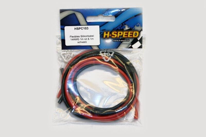 H-SPEED flexibles Silikonkabel 14AWG 1m rot & 1m schwarz 2,5mm² / HSPC103