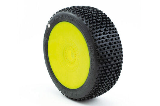ProCircuit Tires - 1/8 Buggy - H-Block V2 Buggy C1 (Super Soft) Pre-Mounted Yellow / PCY2001-C1
