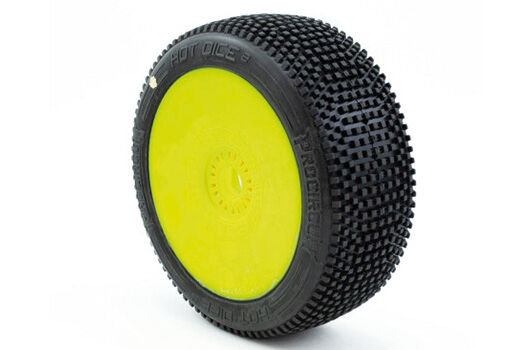 ProCircuit Tires - 1/8 Buggy - Hot Dice V2 Buggy C1 (Super Soft) Pre-Mounted Yellow / PCY2003-C1