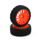 LC Racing Reifen Set Orange 25mm mit 14 Speichen (12mm) 2 Stück / LC8049