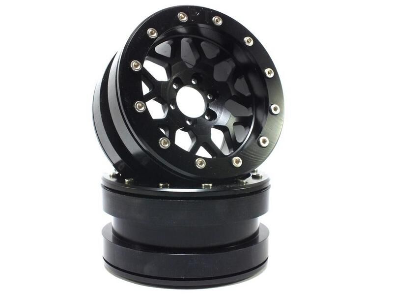 Metsafil Beadlock Wheels PT-MESH 2.2 Zoll Alu-Felgen ohne Radnabe, schwarz/schwarz (2 St.) / MT2210BB