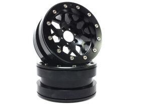 Metsafil Beadlock Wheels PT-MESH 2.2 Zoll Alu-Felgen ohne Radnabe, schwarz/schwarz (2 St.) / MT2210BB