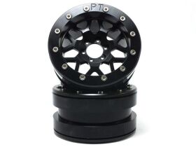 Metsafil Beadlock Wheels PT-MESH 2.2 Zoll Alu-Felgen ohne Radnabe, schwarz/schwarz (2 St.) / MT2210BB