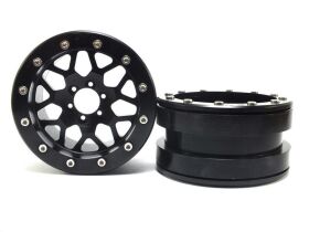 Metsafil Beadlock Wheels PT-MESH 2.2 Zoll Alu-Felgen ohne Radnabe, schwarz/schwarz (2 St.) / MT2210BB
