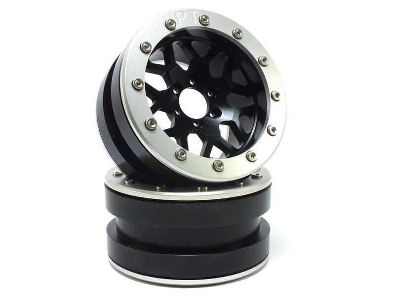 Metsafil Beadlock Wheels PT-MESH 2.2 Zoll Alu-Felgen ohne Radnabe, schwarz/silber (2 St.) / MT2210BS