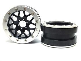 Metsafil Beadlock Wheels PT-MESH 2.2 Zoll Alu-Felgen ohne Radnabe, schwarz/silber (2 St.) / MT2210BS