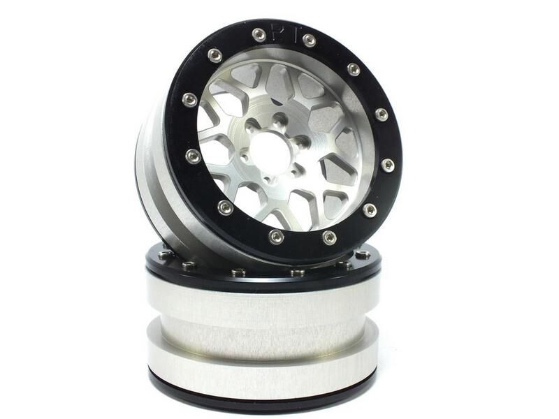 Metsafil Beadlock Wheels PT-MESH 2.2 Zoll Alu-Felgen ohne Radnabe, silber/schwarz (2 St.) / MT2210SB