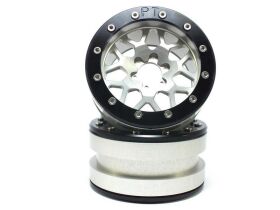 Metsafil Beadlock Wheels PT-MESH 2.2 Zoll Alu-Felgen ohne Radnabe, silber/schwarz (2 St.) / MT2210SB