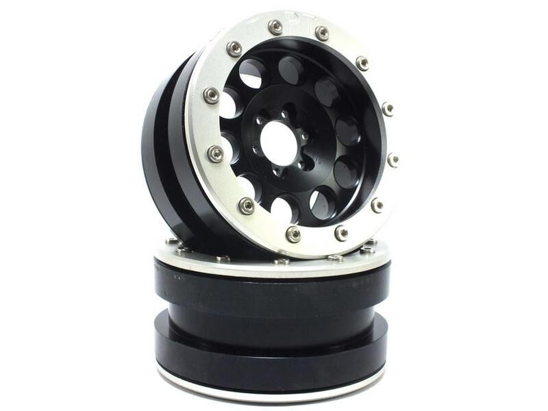 Metsafil Beadlock Wheels PT-REVOLVER 2.2 Zoll Alu-Felgen ohne Radnabe, schwarz/silber (2 St.) / MT2220BS