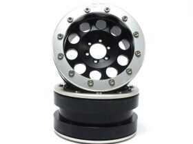 Metsafil Beadlock Wheels PT-REVOLVER 2.2 Zoll Alu-Felgen ohne Radnabe, schwarz/silber (2 St.) / MT2220BS