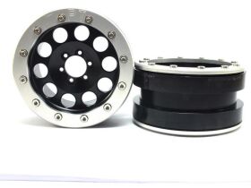 Metsafil Beadlock Wheels PT-REVOLVER 2.2 Zoll Alu-Felgen ohne Radnabe, schwarz/silber (2 St.) / MT2220BS