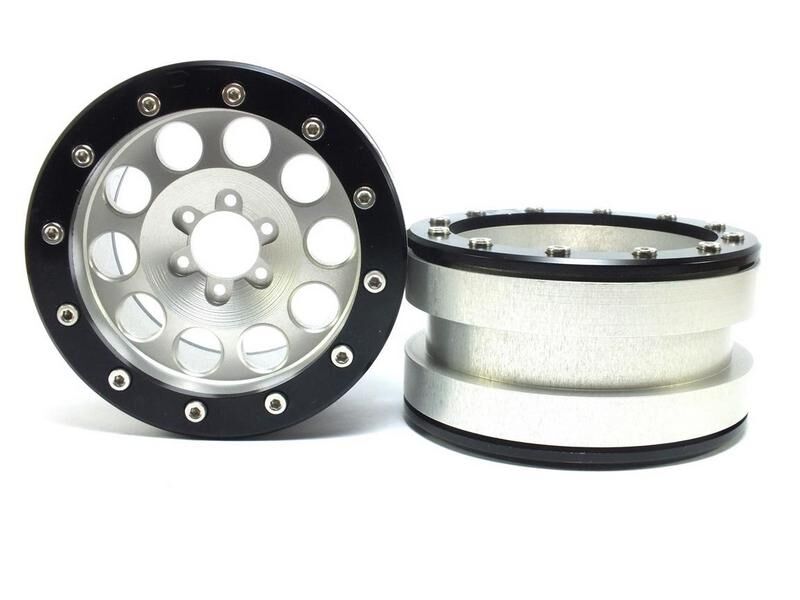 Metsafil Beadlock Wheels PT-REVOLVER 2.2 Zoll Alu-Felgen ohne Radnabe, silber/schwarz (2 St.) / MT2220SB