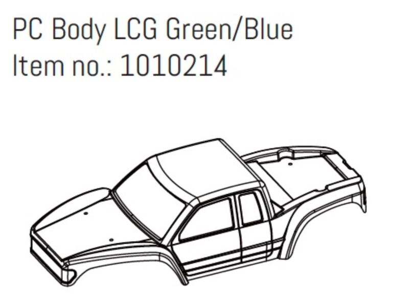 Hobby Plus RC PC Body LCG Green/Blue - GOAT / AB1010214
