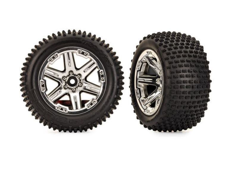 TRAXXAS 2WD Rustler, Stampede (TSM-rated) Alias Reifen auf 2.8 RXT-Felge chrom hinten (2) / TRX3779X