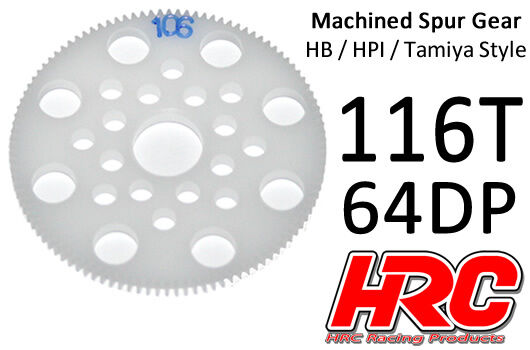 HRC Racing Hauptzahnrad 64DP Low Friction Gefräst Delrin HPI/HB/Tamiya Style 116Z / HRC764116P