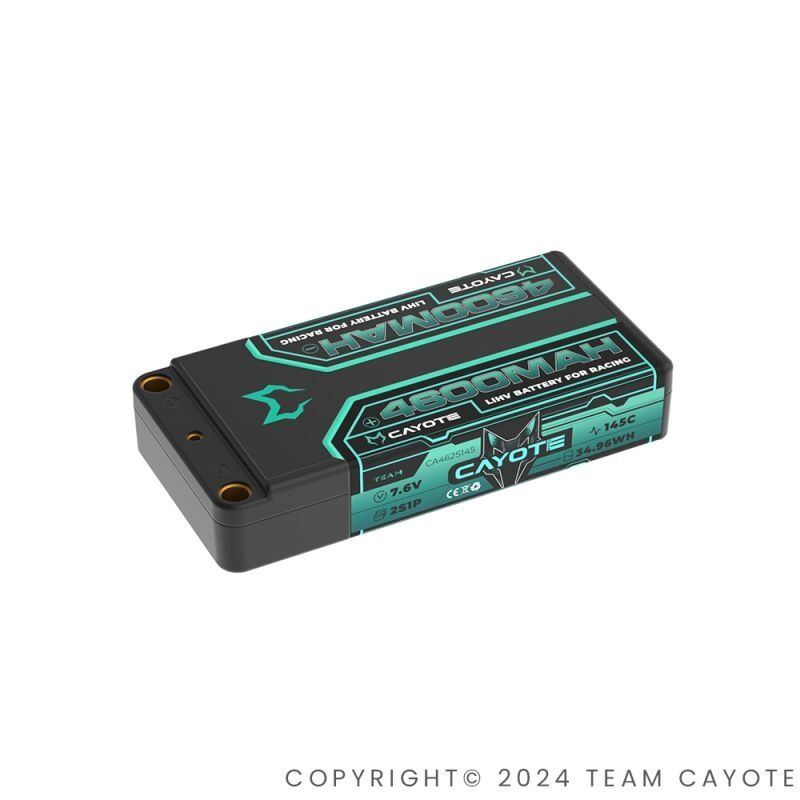 Team CAYOTE Racing Lipo Battery, 145C, 4600mAh, 7.6V, 34.96Wh / CA462S145