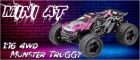 Absima Mini AT 1:16 Monster Truggy 4WD RTR, pink/grau / 16020