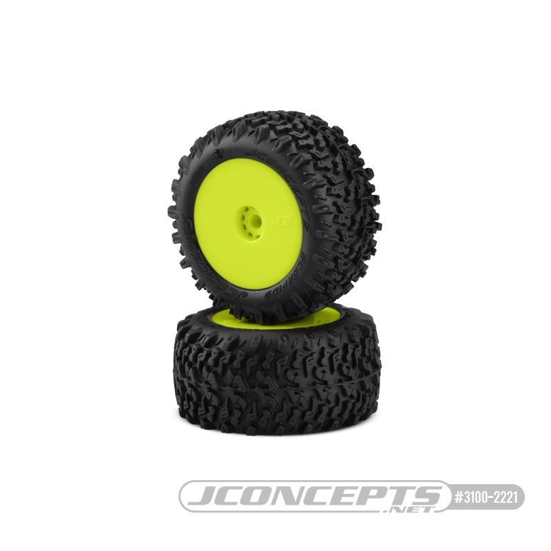 Jconcepts Scorpios green compound pre-mounted, yellow wheels / JC-3100-2221