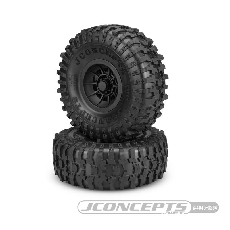 Jconcepts Tusk 2.9 SCX6 tire, green compound pre-mounted for SCX6 on 3 / JC-4045-3294