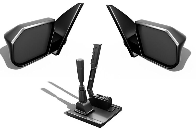 BittyDesign Accessories (mirrors/handbrake/gear levers) for RR-baja/ultra 1/10 Rock Crawler body