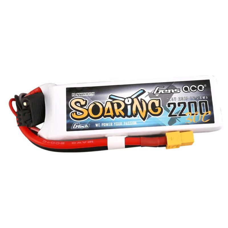 GensAce Soaring LiPo 2S 7.4V-2200-30C(XT60) 104x34.5x14.5mm 122g GT / GE1-2200-2X6GT