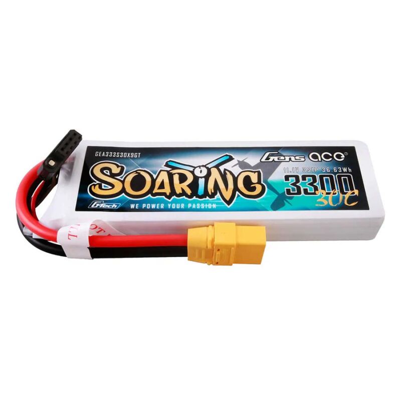 GensAce Soaring LiPo 3S 11.1V-3300-30C(XT90) 131x42.5x19.5mm 252g GT / GE1-3300-3X9GT