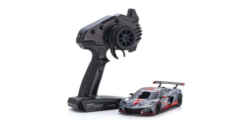 Kyosho Mini-Z MR04 RWD Corvette C8-R Gun Metal/Red (W-MM/KT531P) / K.32356GMR
