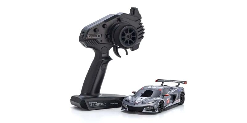 Kyosho Mini-Z MR04 RWD Corvette C8-R Gun Metal/White (W-MM/KT531P) / K.32356GMW