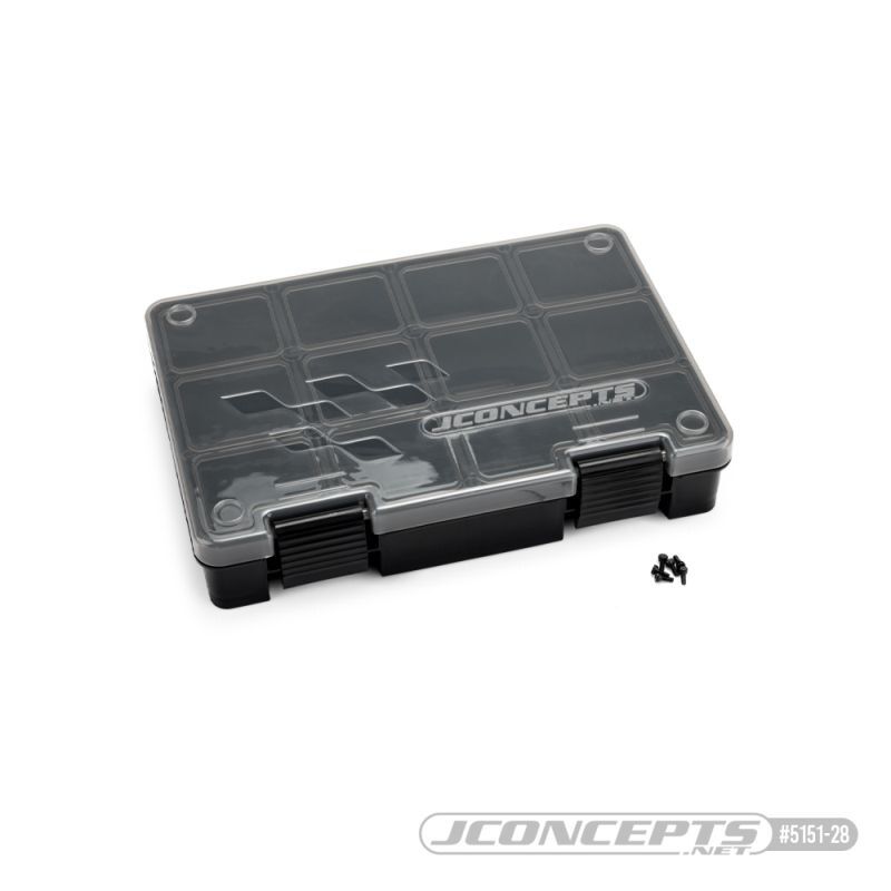 JConcepts Hardware storage box, black / smoke gray ~8 x 5.50 x 1.5 / JC-5151-28