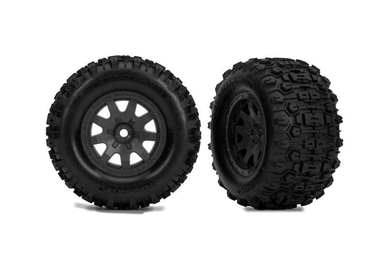 TRAXXAS Mini-Maxx Reifen auf Felgen schwarz Sledgehammer vorne (2) / TRX10771-STBLK